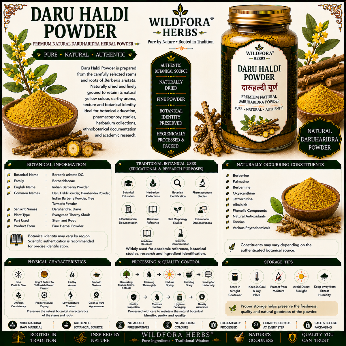 Daru Haldi Powder Berberis Aristata | Daruharidra Herbal Powder