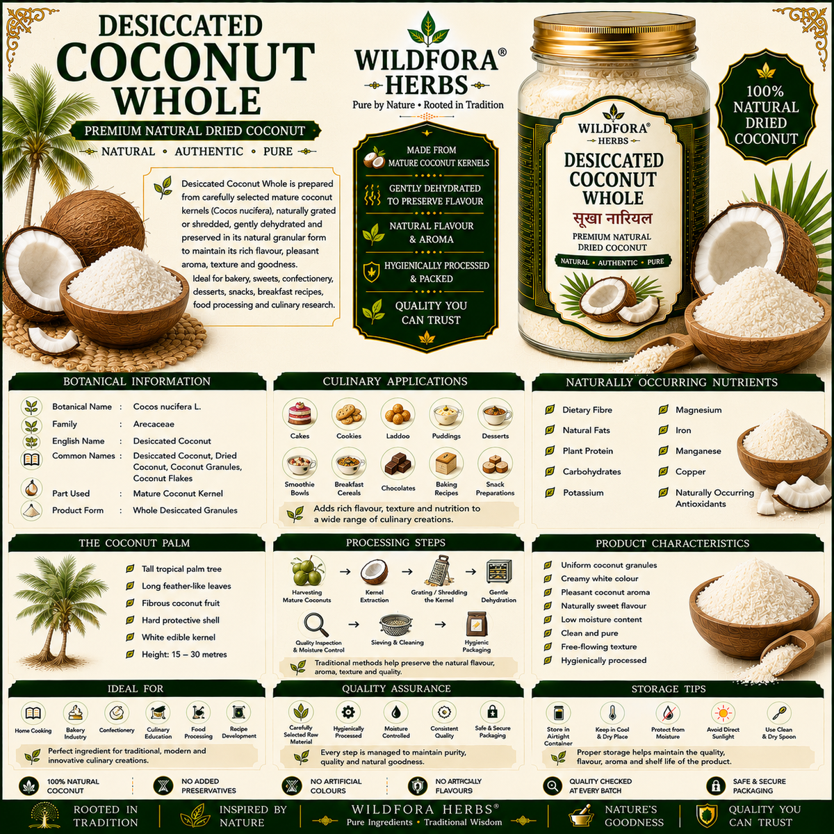 Desiccated Coconut Whole Cocos Nucifera Natural Dried Coconut