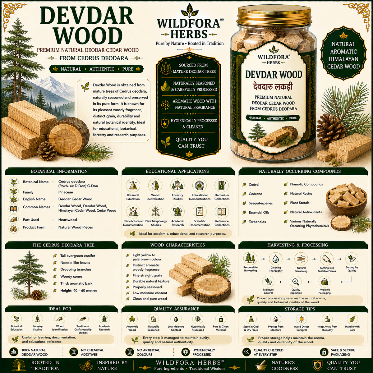 Devdar Cedar Wood Cedrus Deodara Natural Deodar Wood