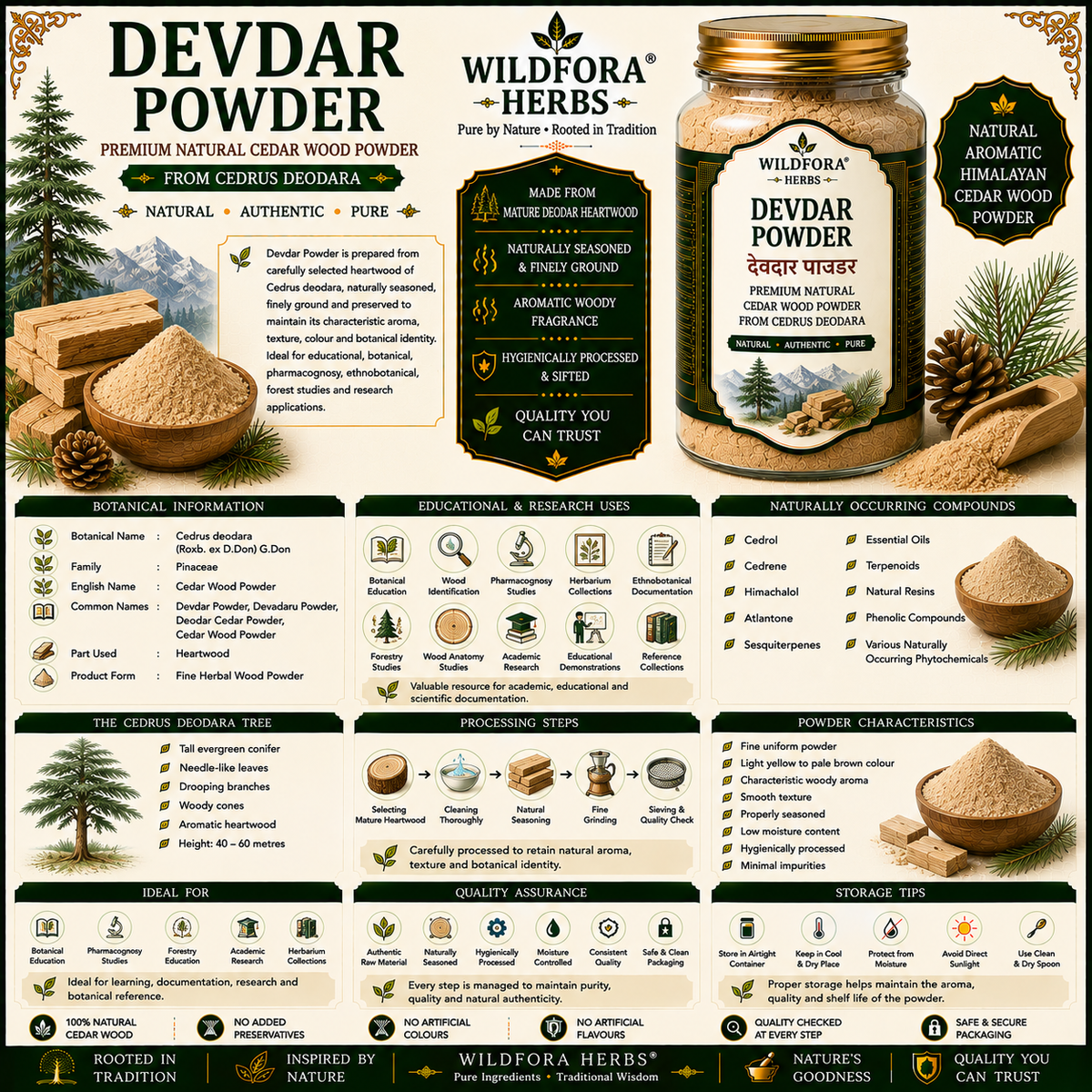 Devdar Powder Cedrus Deodara | Cedar Wood Herbal Powder