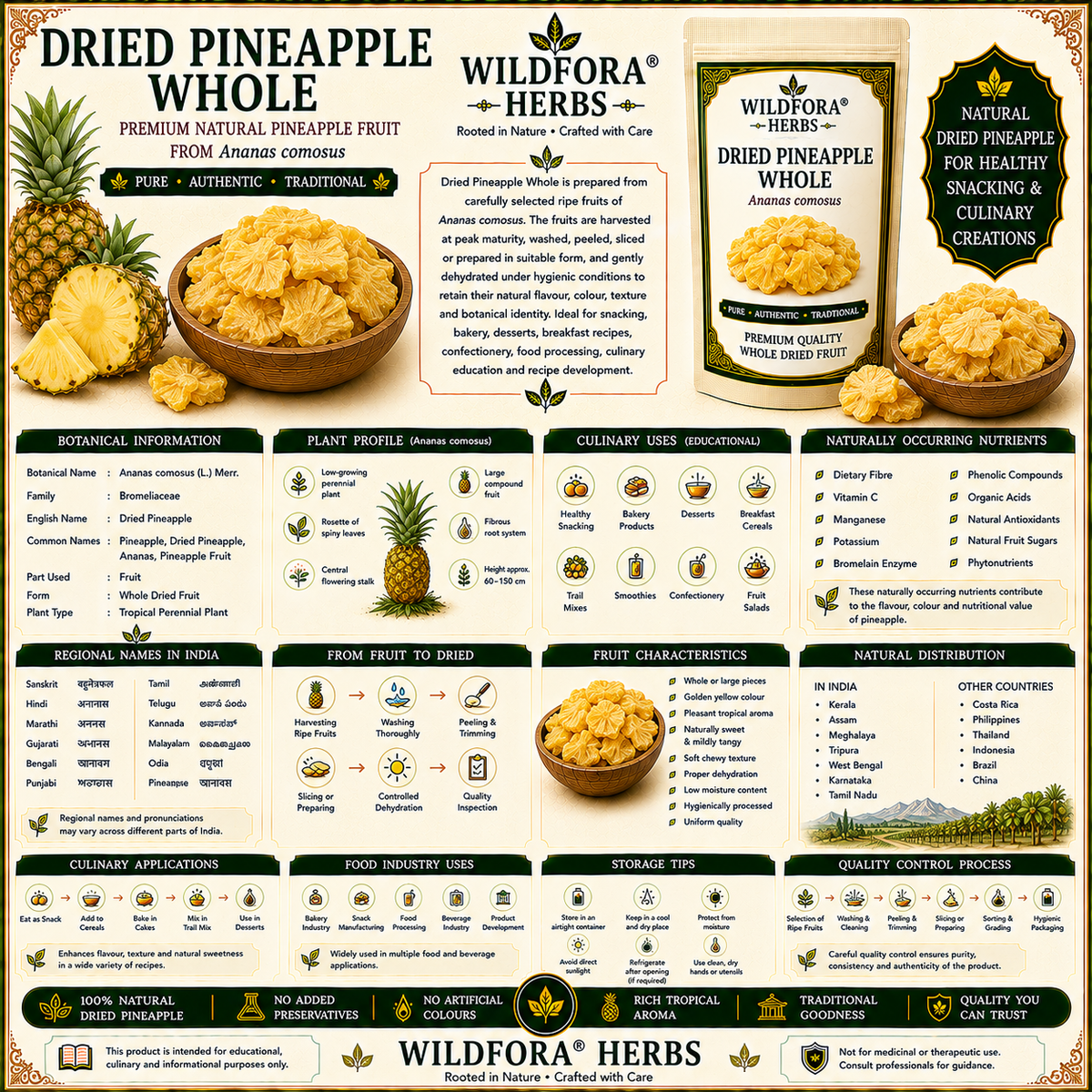 Dried Pineapple Whole Ananas Comosus Natural Pineapple Fruit