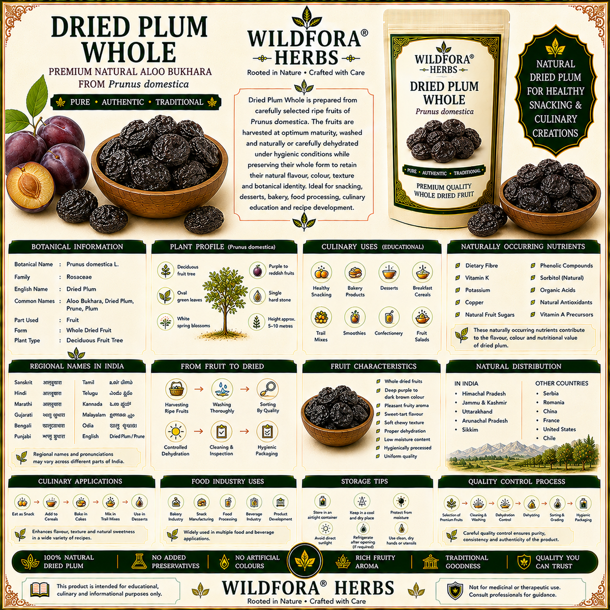 Dried Plum Whole Prunus Domestica Natural Aloo Bukhara