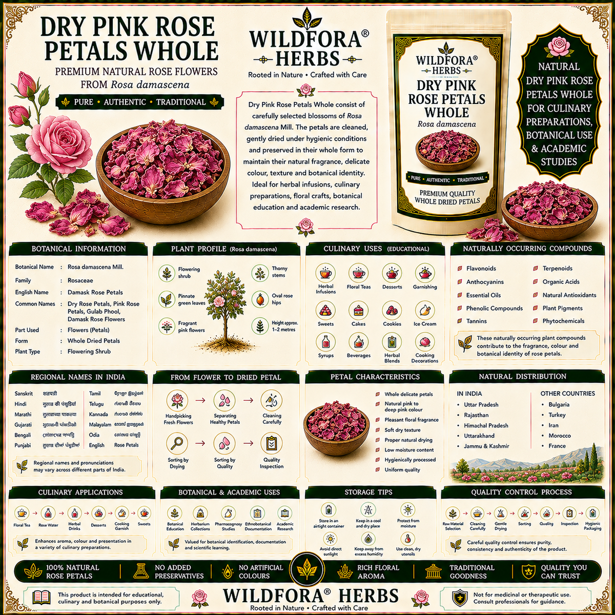 Dry Pink Rose Petals Whole Rosa Damascena Natural Rose Flowers