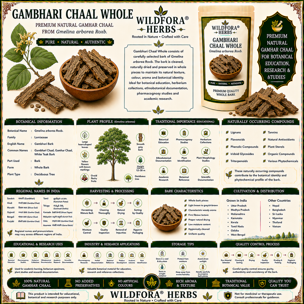 Gambhari Chaal Whole Gmelina Arborea Natural Gamhar Chaal