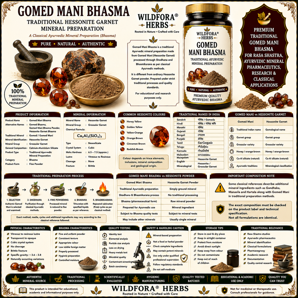 Gomed Mani Bhasma Hessonite Garnet Powder | Mineral Bhasma