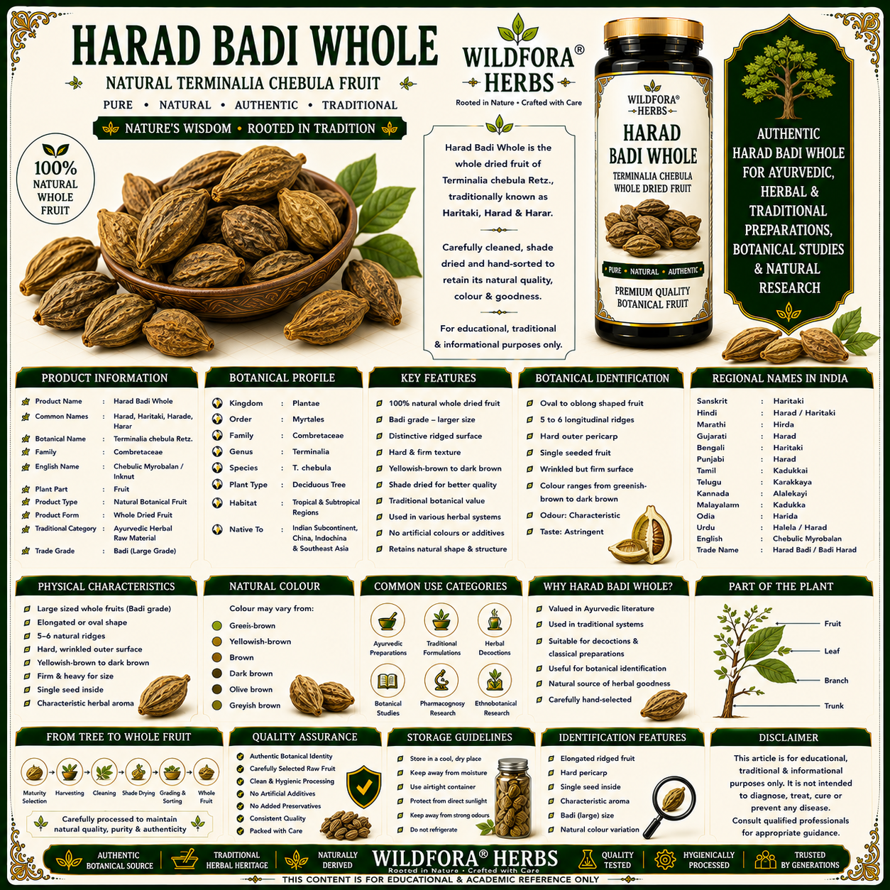 Harad Badi Whole Terminalia Chebula Natural Haritaki Inknut