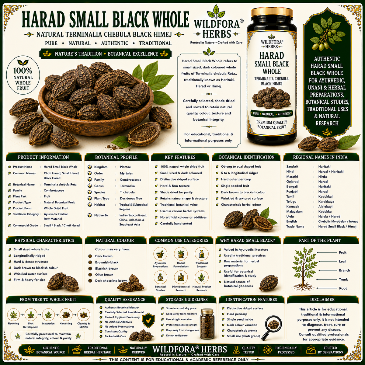 Harad Small Black Whole Terminalia Chebula Natural Black Himej