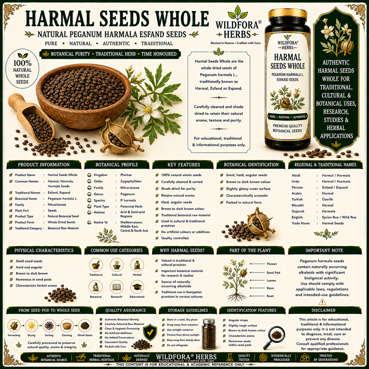 Harmal Seeds Whole Peganum Harmala Natural Esfand Seeds