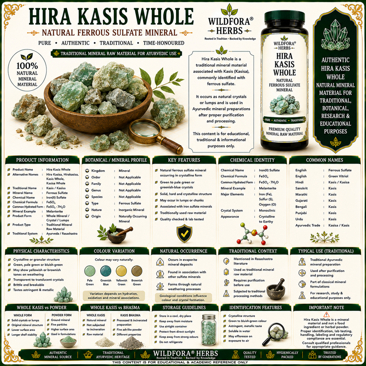Hira Kasis Whole Natural Ferrous Sulfate Mineral