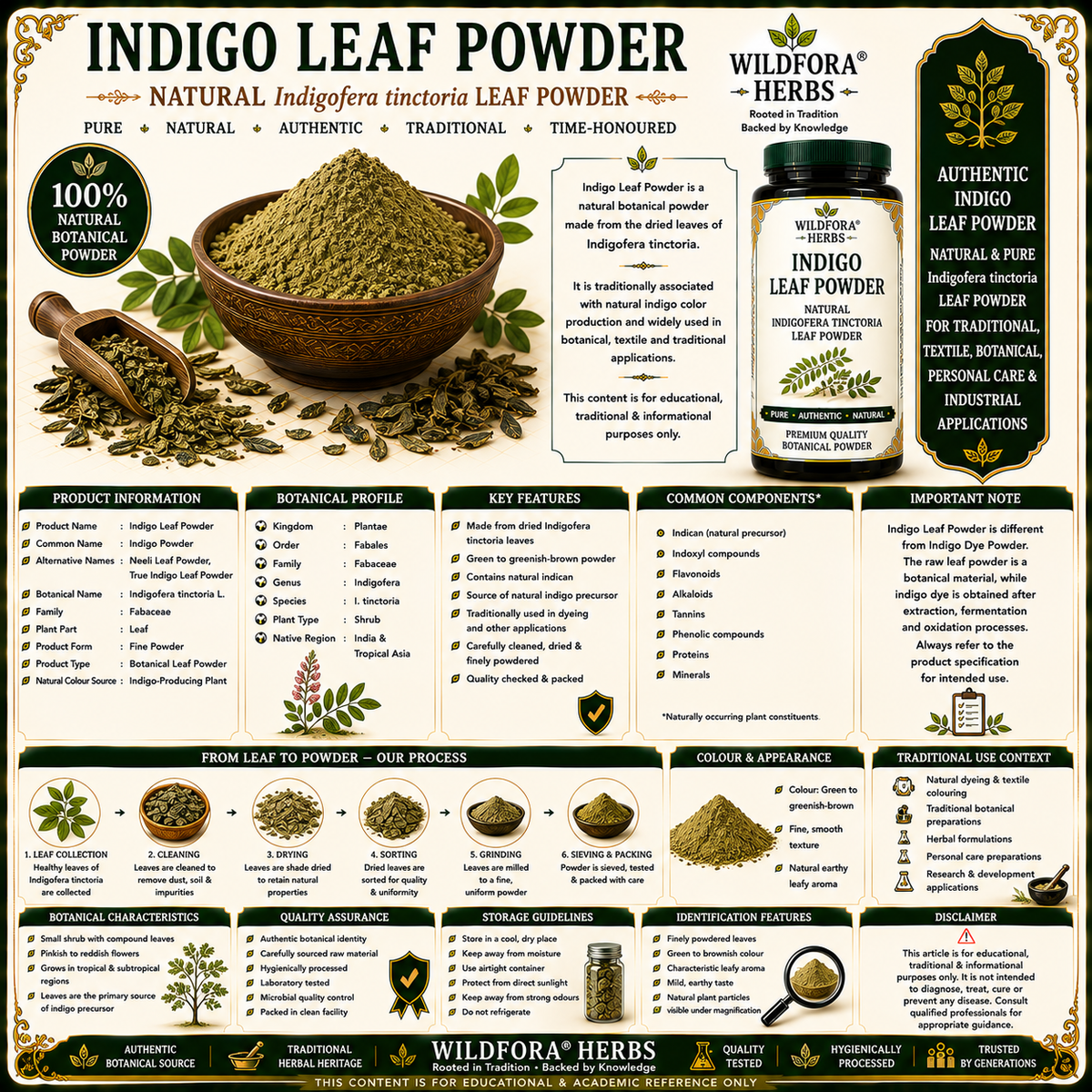 Indigo Leaf Powder Indigofera Tinctoria | Natural Indigo Powder