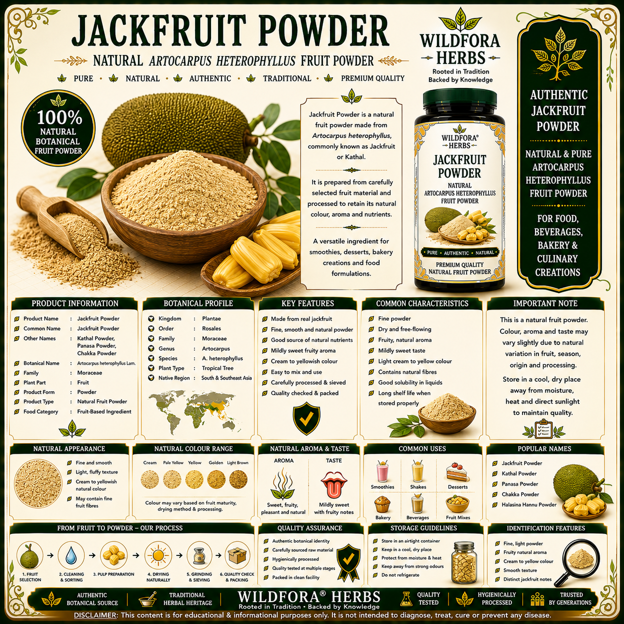 Jackfruit Powder Artocarpus Heterophyllus | Natural Jackfruit Powder
