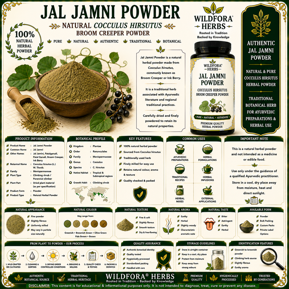 Jal Jamni Powder Cocculus Hirsutus | Broom Creeper Herbal Powder