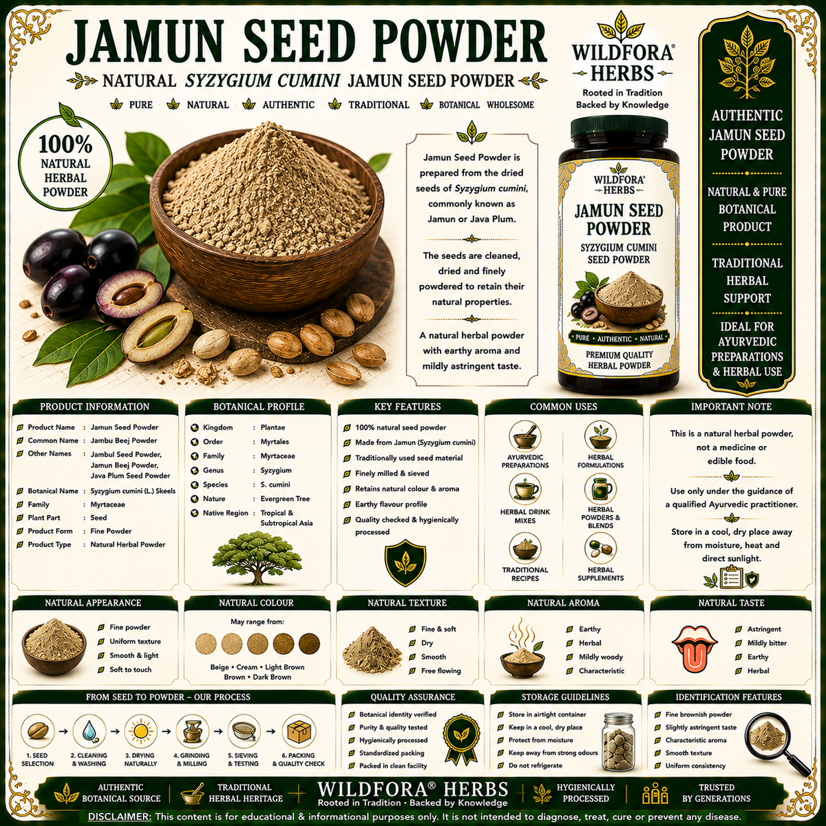 Jamun Seed Powder Syzygium Cumini | Jambul Seed Herbal Powder