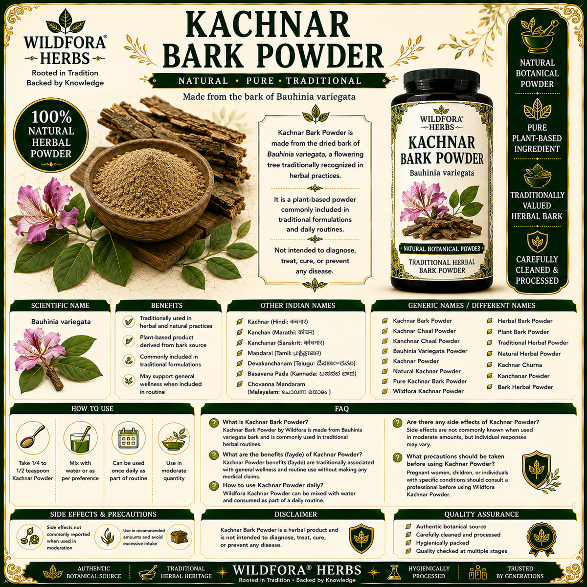 Kachnar Bark Powder Bauhinia Variegata | Kachnar Chaal Powder