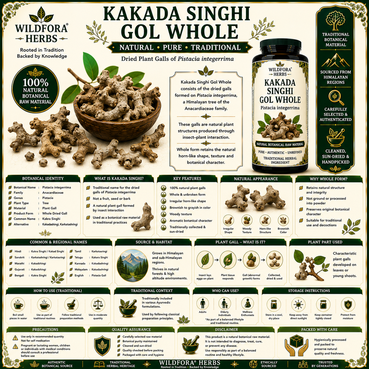 Kakada Singhi Gol Whole Pistacia Integerrima Natural Kakra Singhi