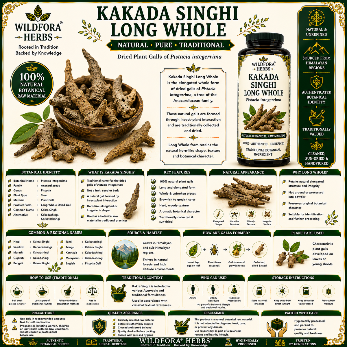 Kakada Singhi Long Whole Pistacia Integerrima Natural Kakra Singhi