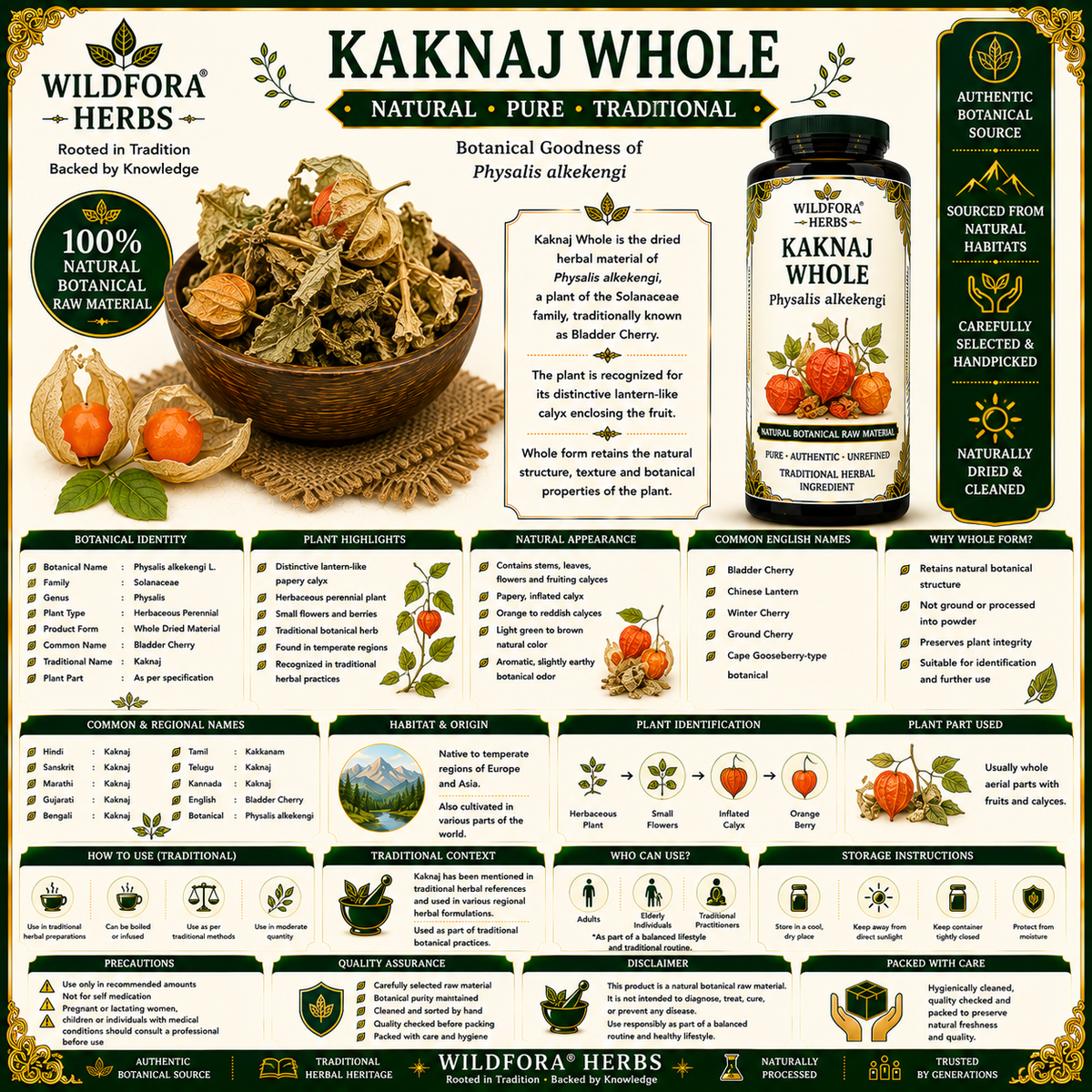 Kaknaj Whole Physalis Alkekengi Natural Bladder Cherry Herb