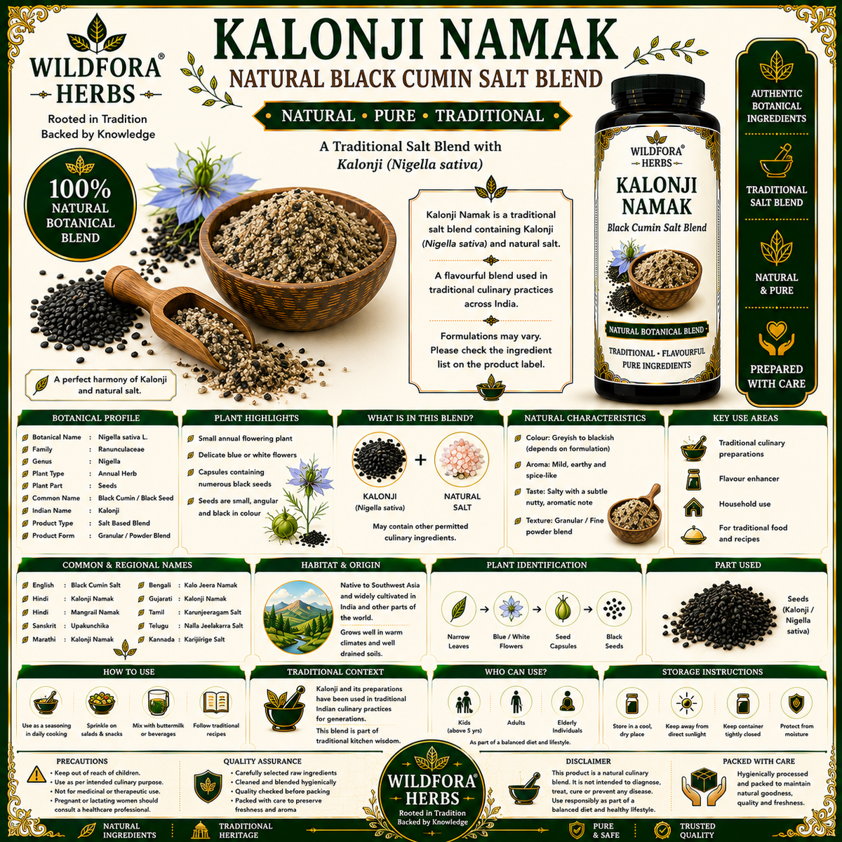 Kalonji Namak Natural Black Cumin Salt Nigella Sativa Blend