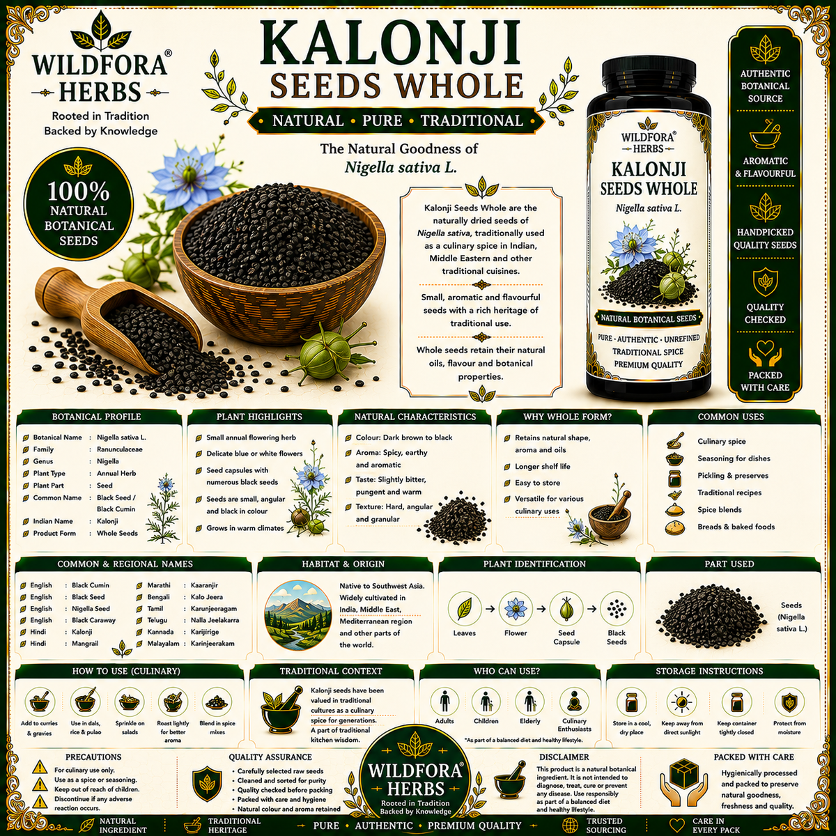 Kalonji Seeds Whole Nigella Sativa Natural Black Cumin
