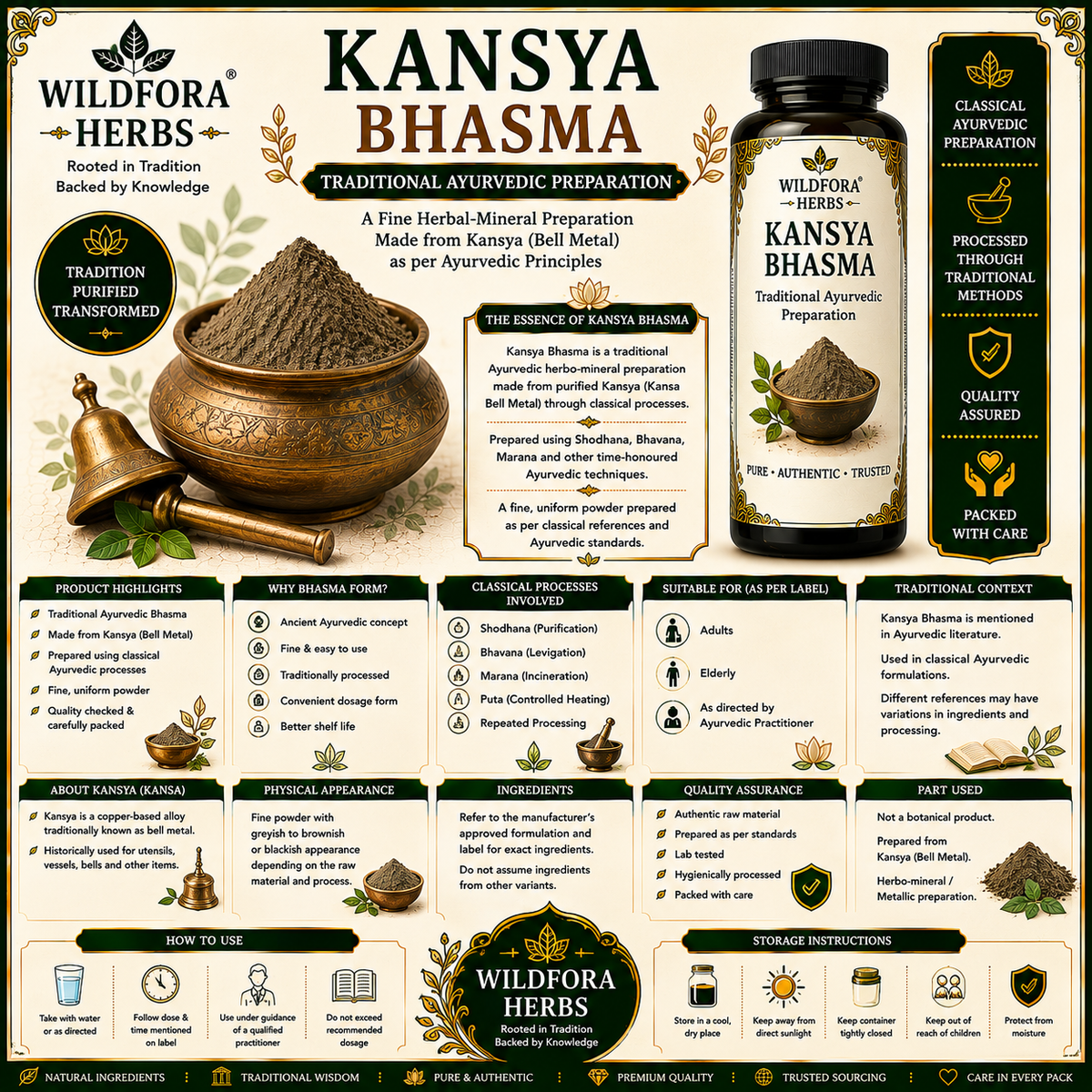 Kansya Bhasma Bell Metal Powder | Kansa Ayurvedic Preparation