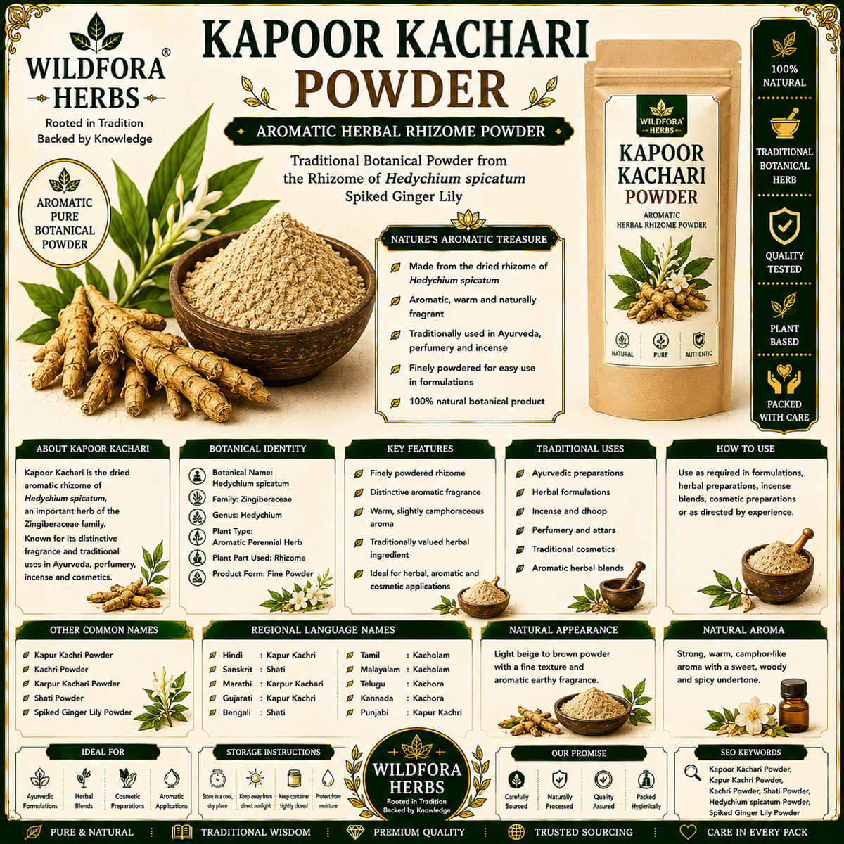 Kapoor Kachari Powder Hedychium Spicatum | Kapur Kachri Powder