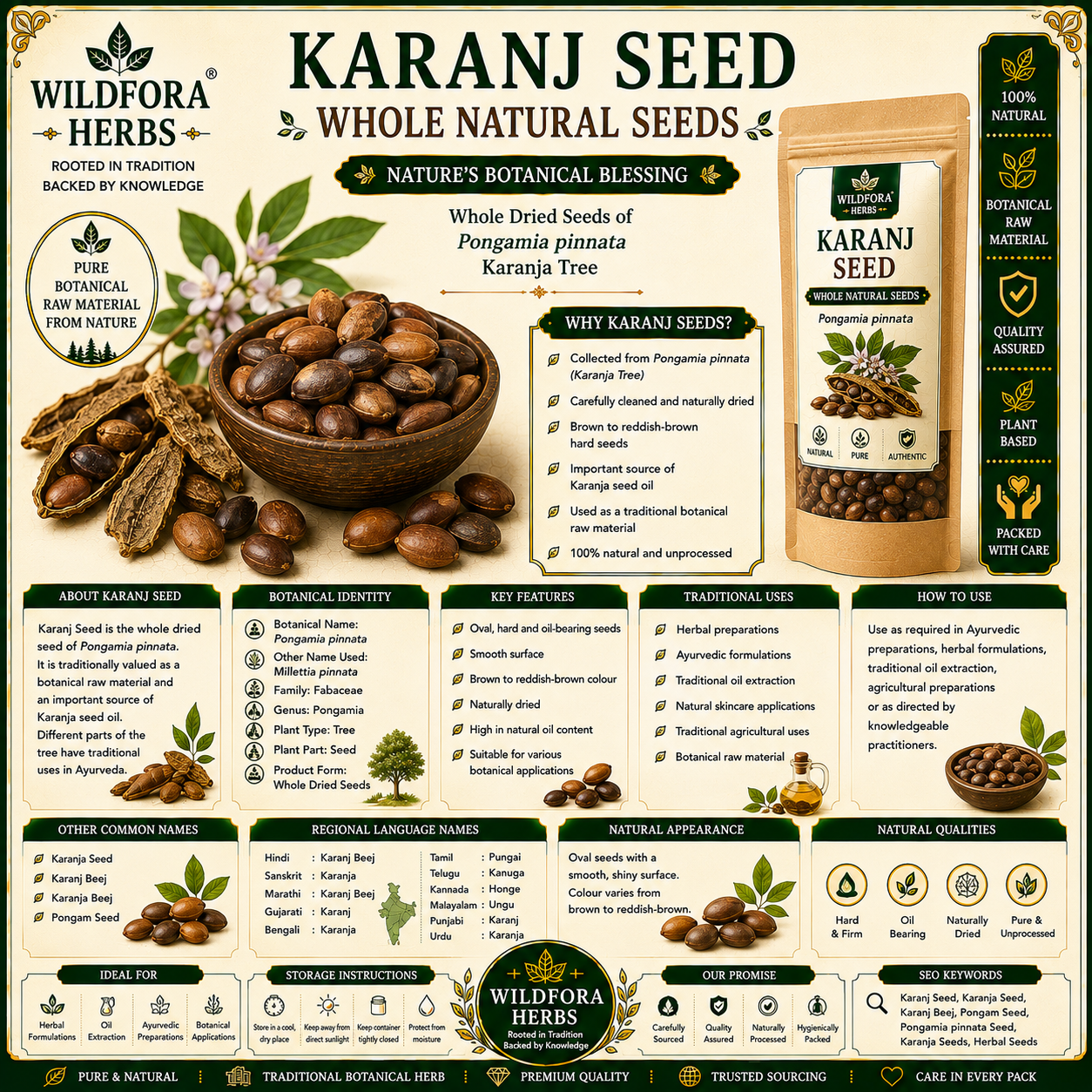 Karanj Seed Pongamia Pinnata Whole Natural Herbal Seeds