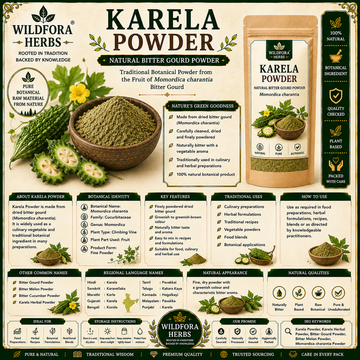 Karela Powder Momordica Charantia | Bitter Gourd Powder