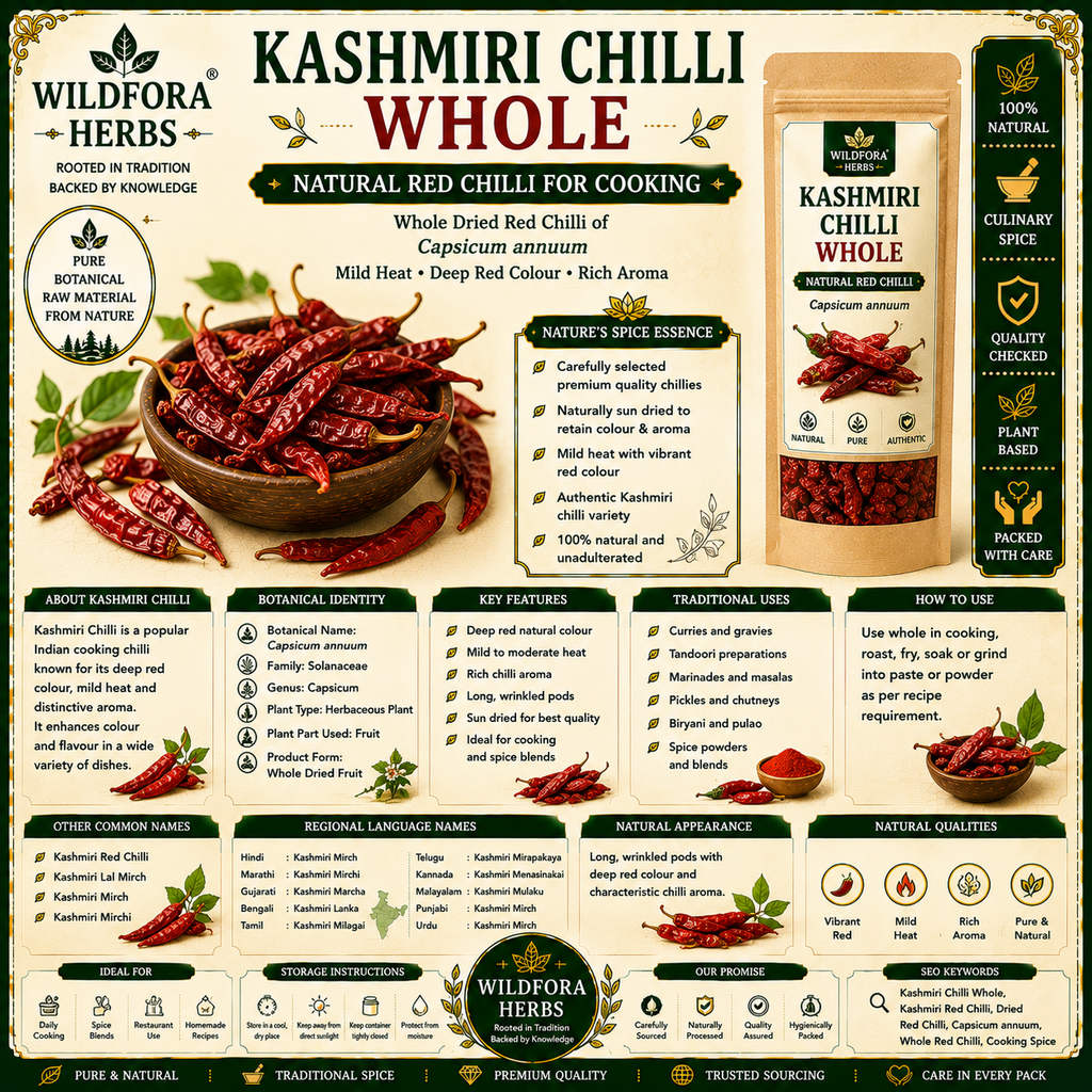 Kashmiri Chilli Capsicum Annum Whole Natural Red Chilli for Cooking