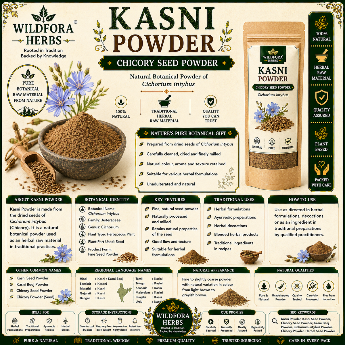 Kasni Powder Cichorium Intybus | Chicory Seed Powder