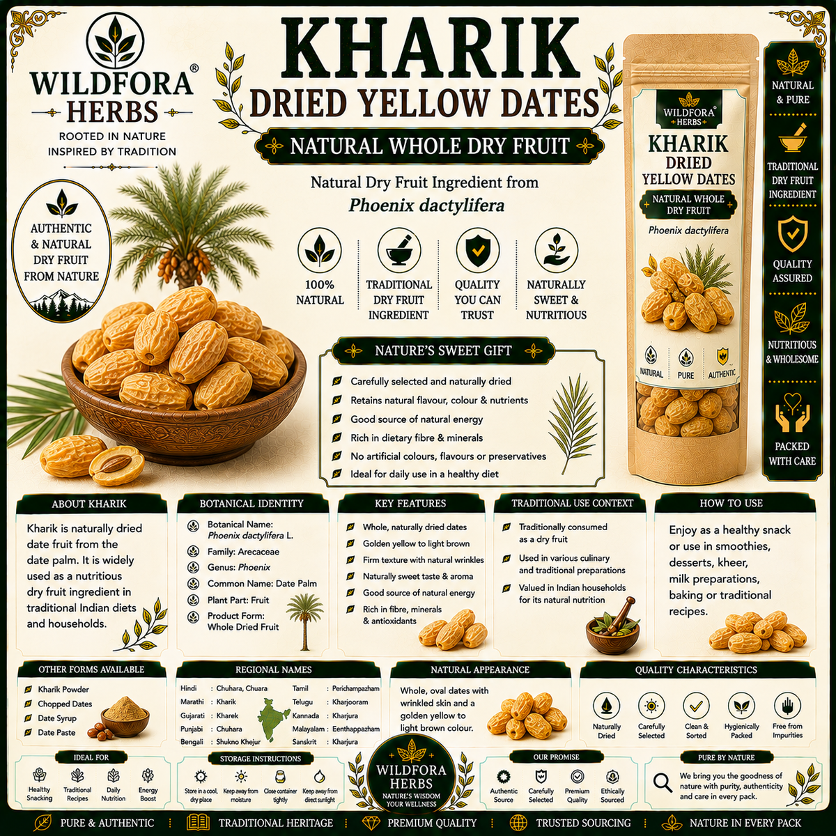 Kharik Dried Yellow Dates Natural Whole Dry Fruit