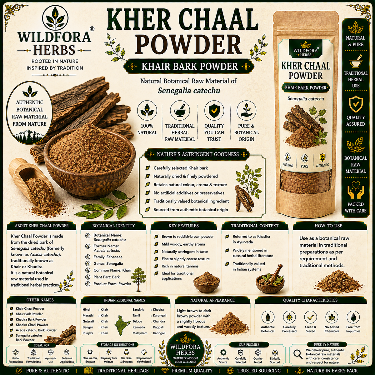 Kher Chaal Powder Senegalia Catechu | Khair Bark Powder