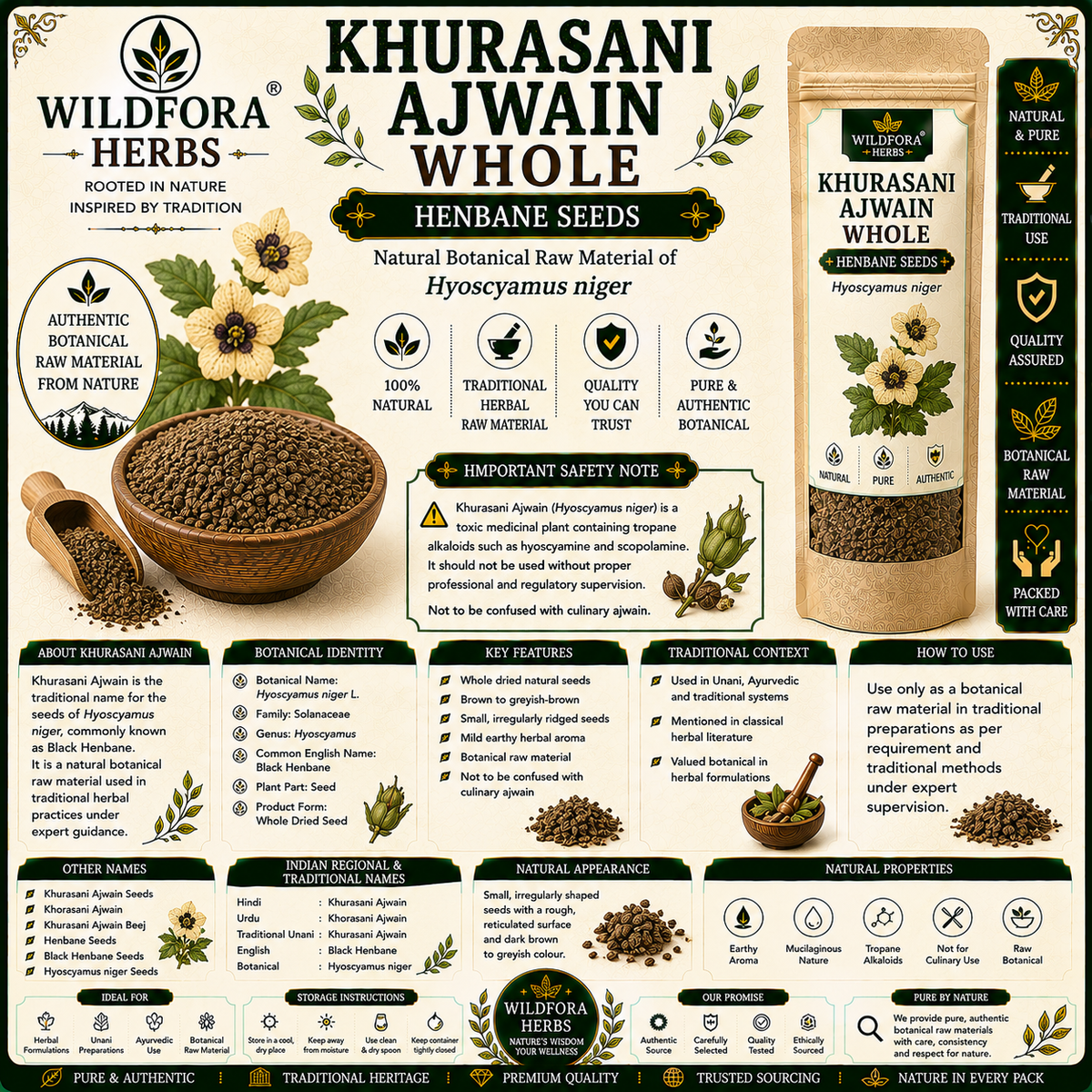 Khurasani Ajwain Hyoscyamus Niger Whole Natural Herbal Seeds