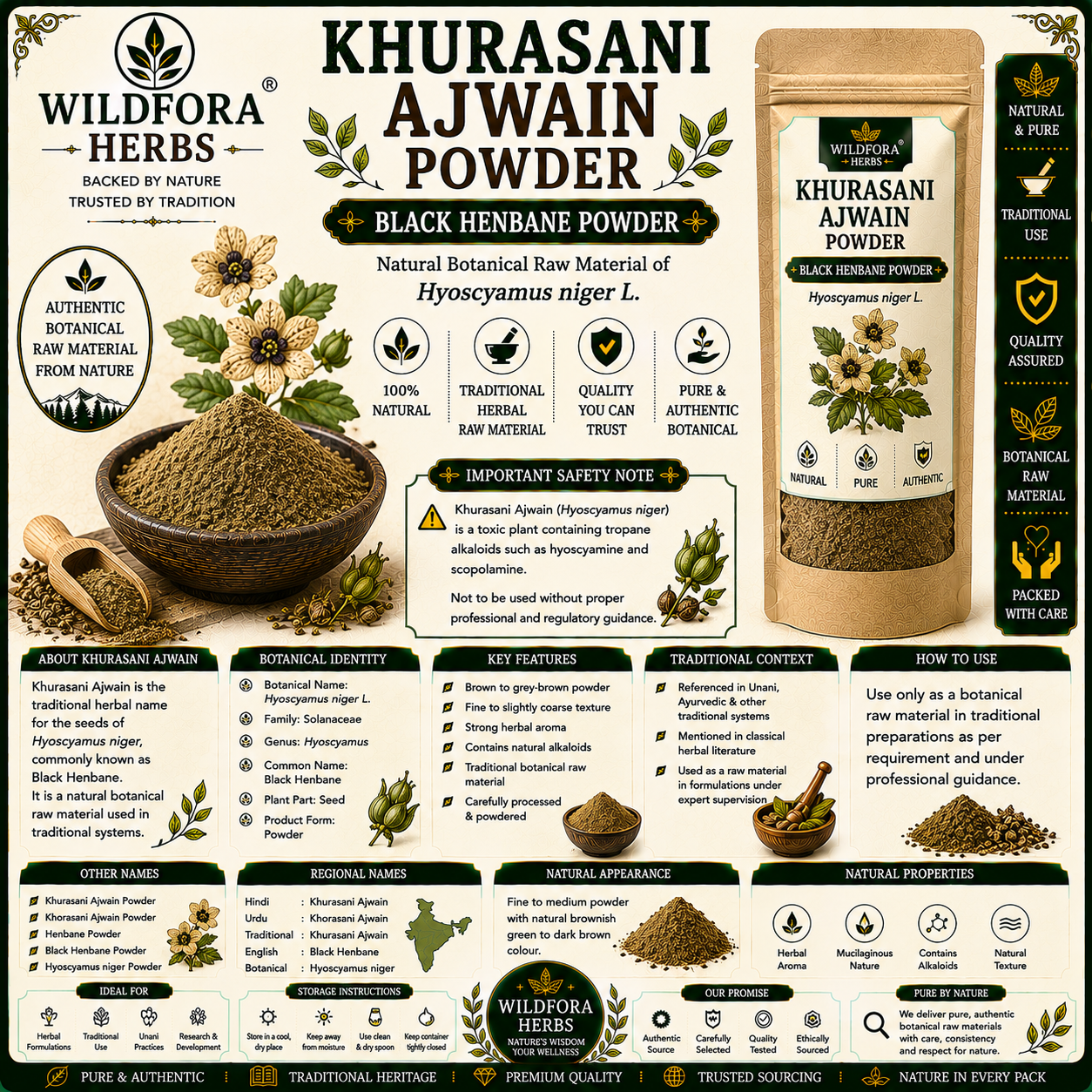 Khurasani Ajwain Powder Hyoscyamus Niger | Black Henbane Powder