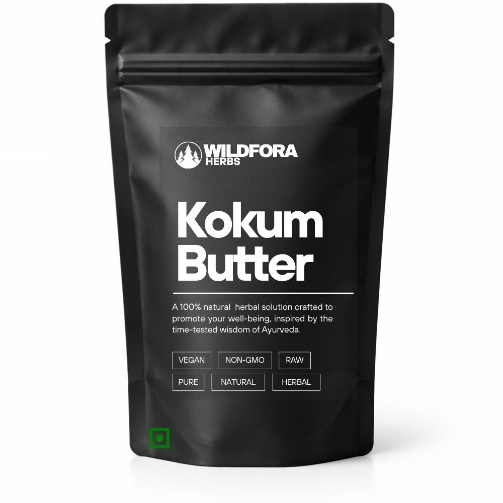 kokum butter, garcinia indica, natural skincare, herbal product, wildfora, cosmetic ingredient, skin care, natural butter, beauty care, herbal oil
