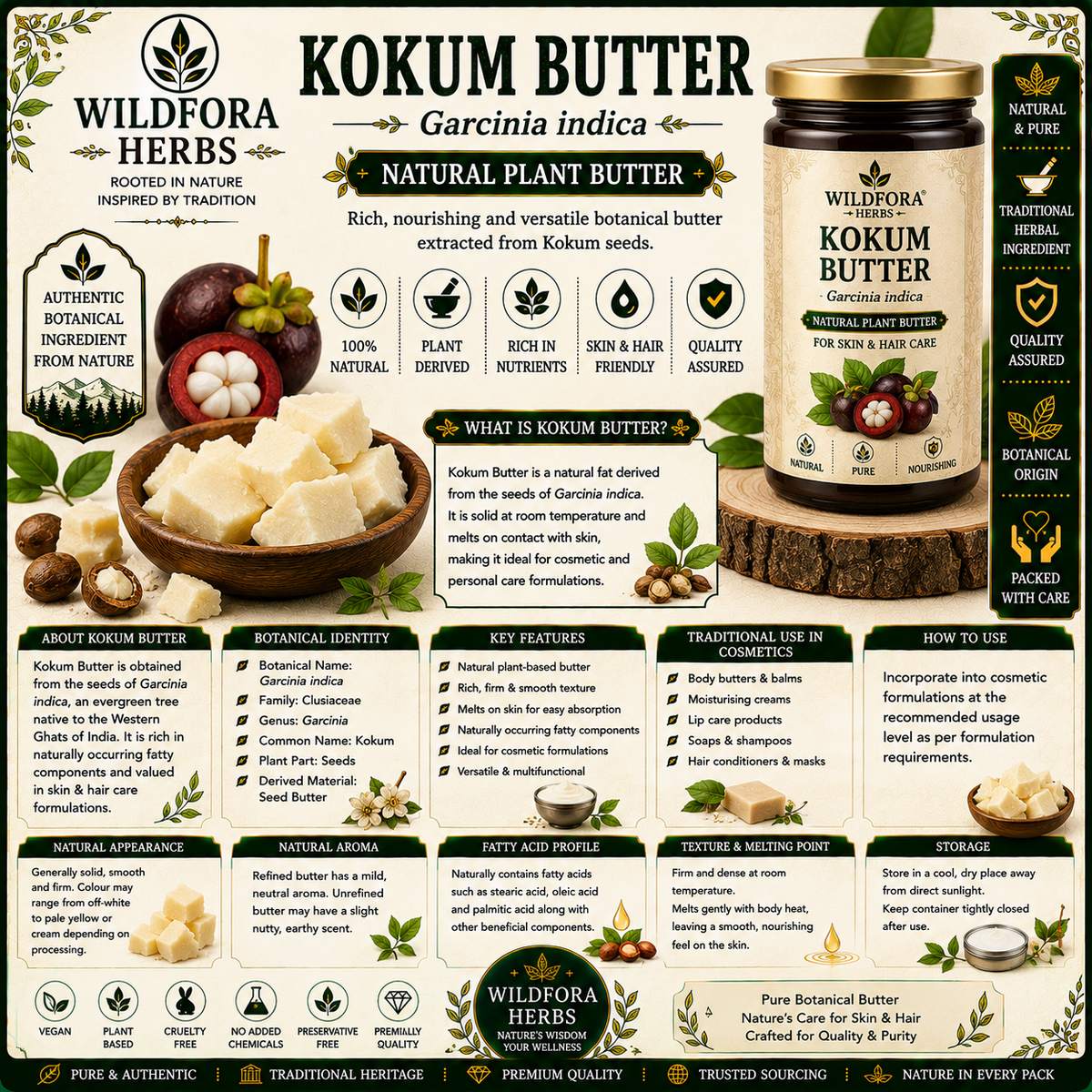 Kokum Butter Garcinia Indica Natural Oil for Skin and Hair Care