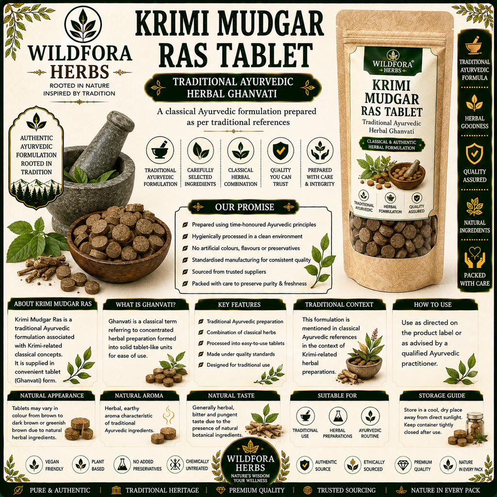 Krimi Mudgar Ras Tablet – Herbal Tablet Inspired by the Wild Forest
