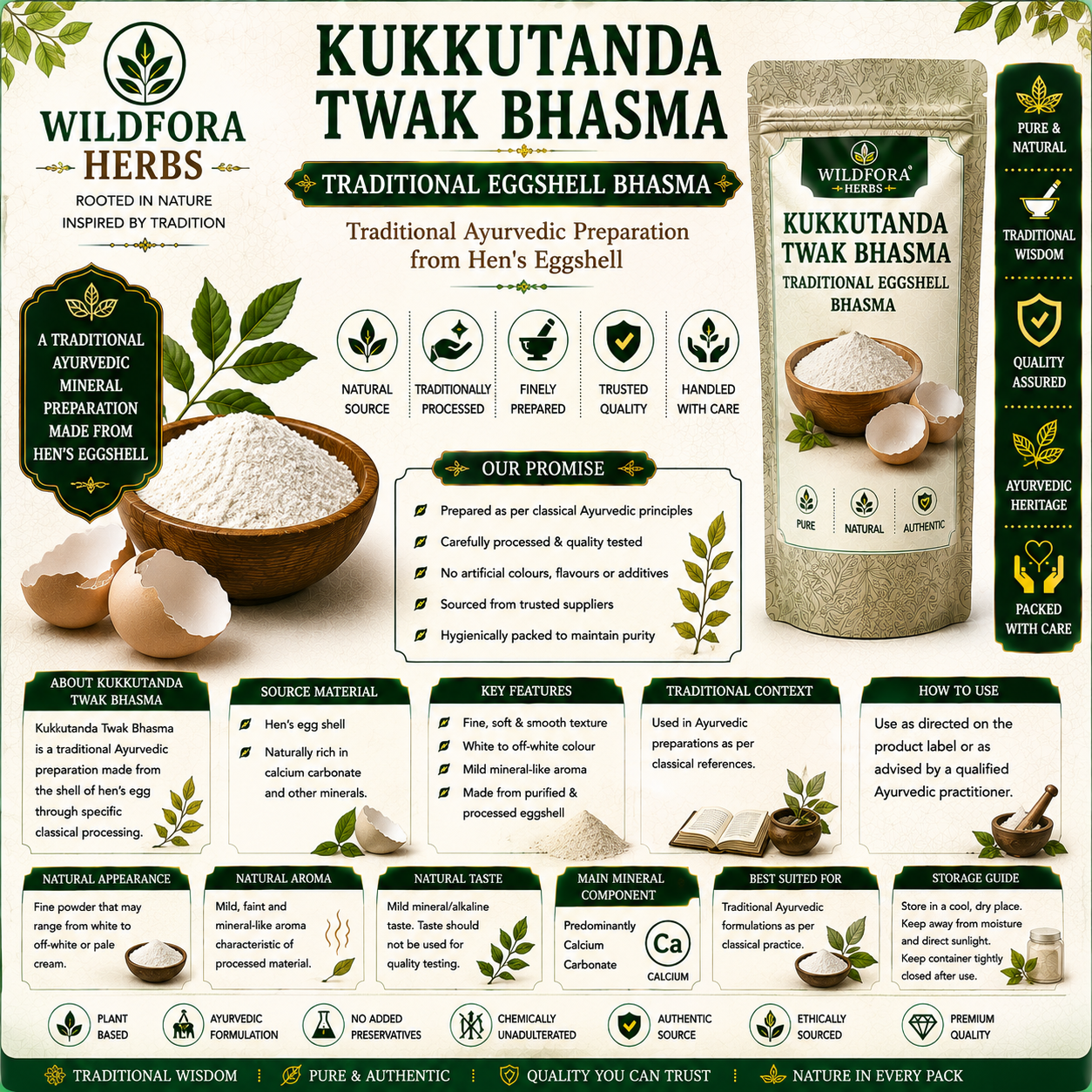 Kukkutanda Twak Bhasma Eggshell Calcium Powder | Traditional Bhasma