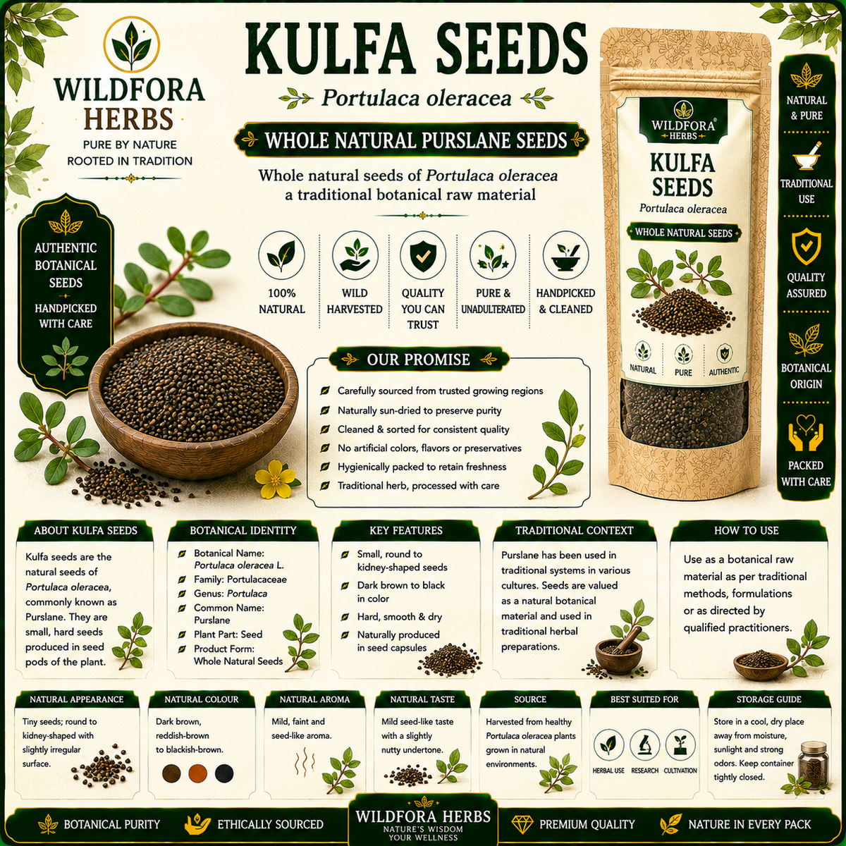 Kulfa Seeds Portulaca Oleracea Whole Natural Purslane Seeds
