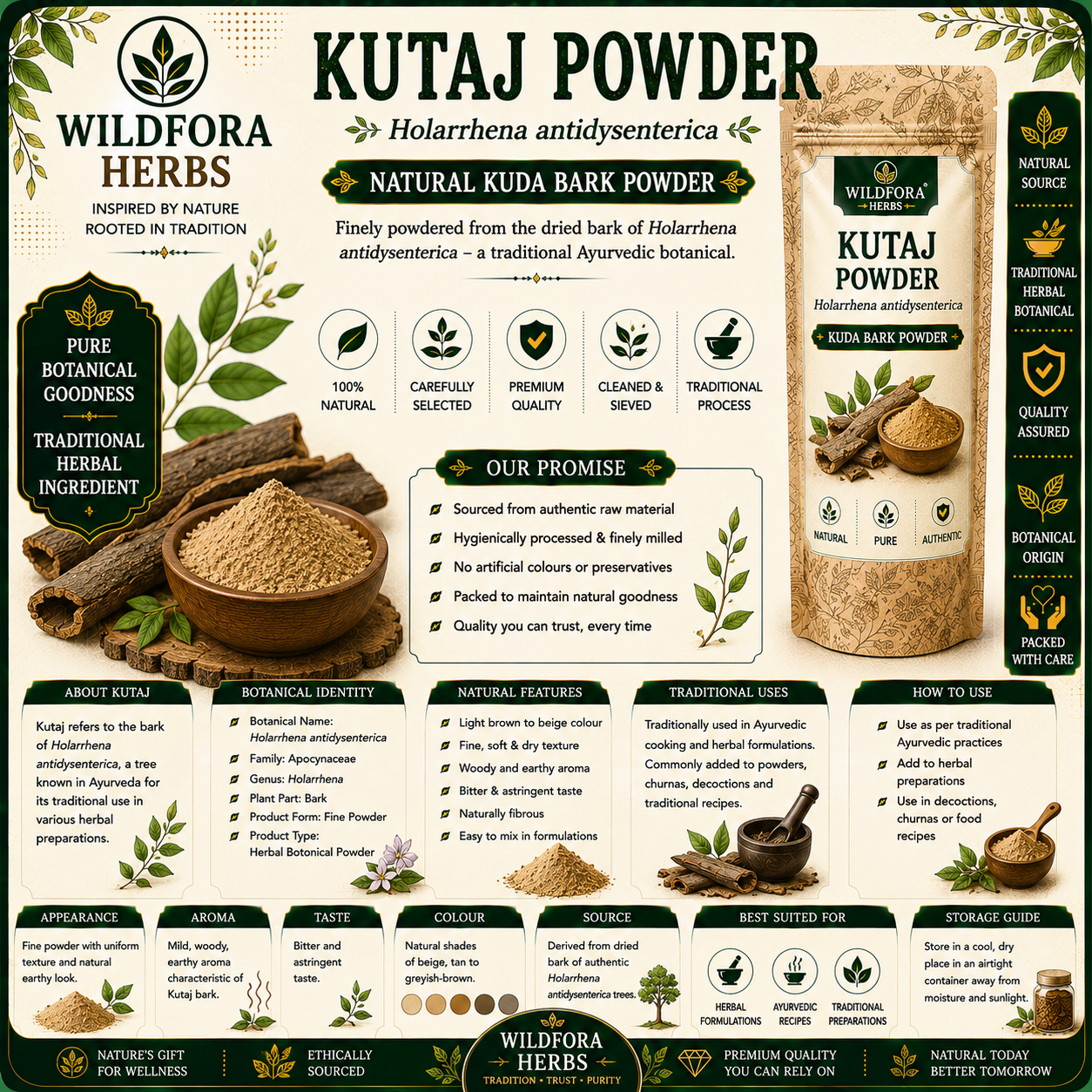 Kutaj Powder Holarrhena Antidysenterica | Kuda Bark Powder