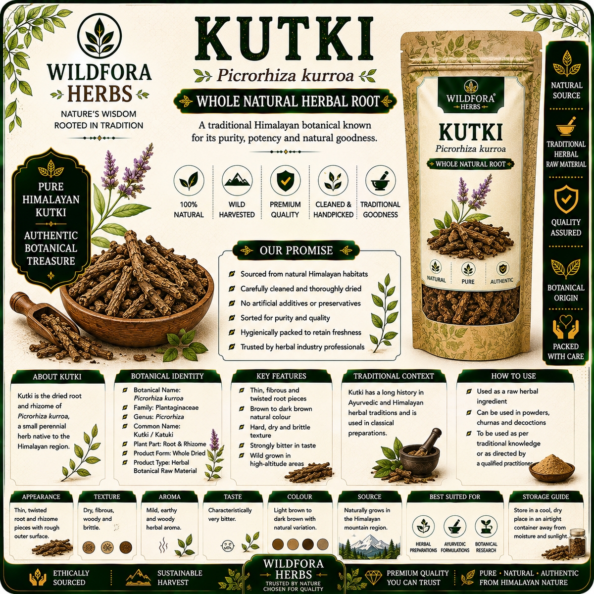 Kutki Picrorhiza Kurroa Whole Natural Herbal Root Product