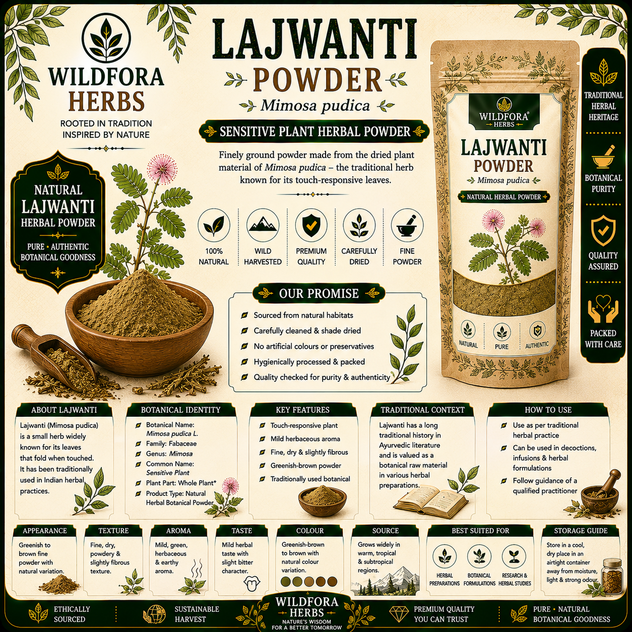Lajwanti Powder Mimosa Pudica | Sensitive Plant Herbal Powder