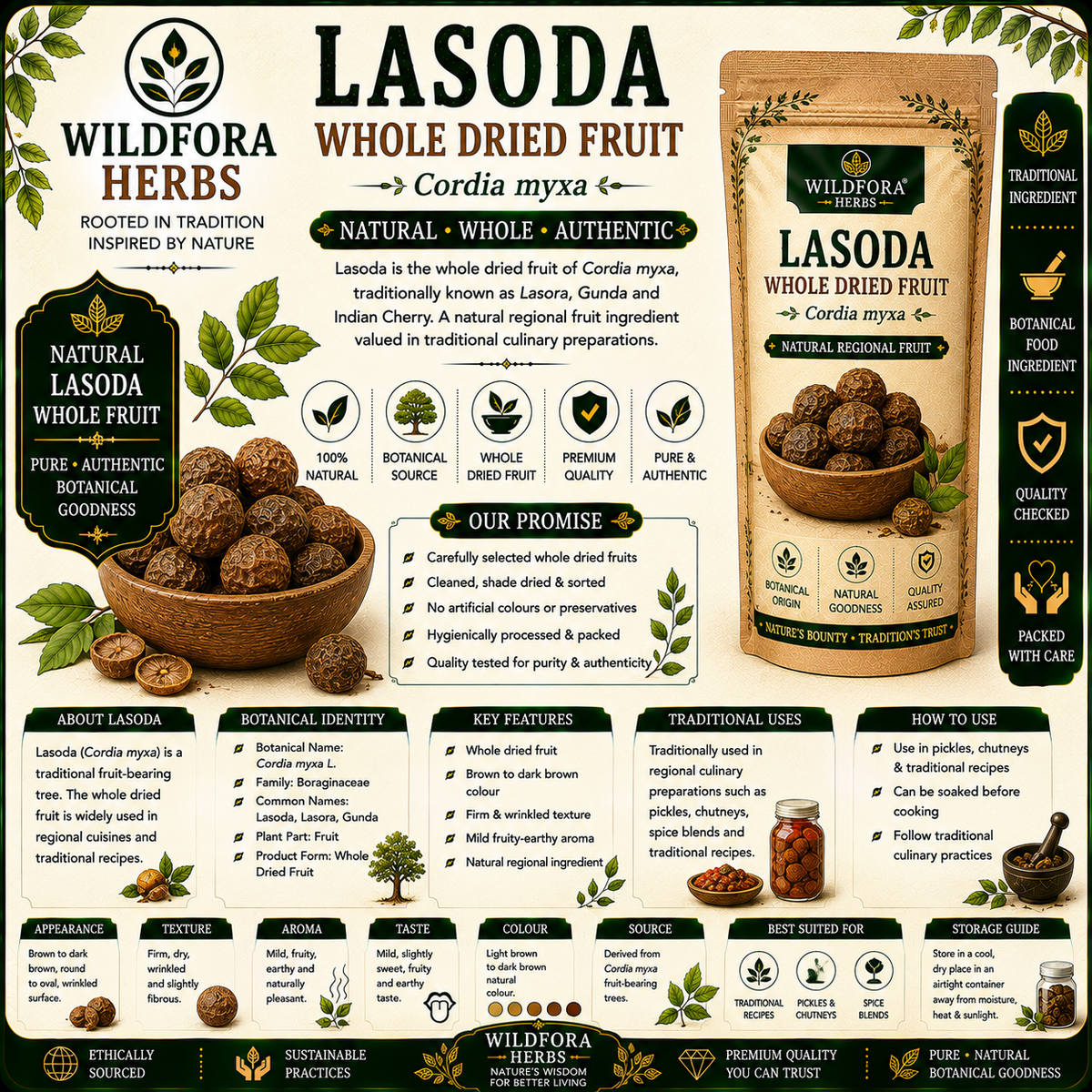 Lasoda Cordia Myxa Whole Natural Dry Fruit