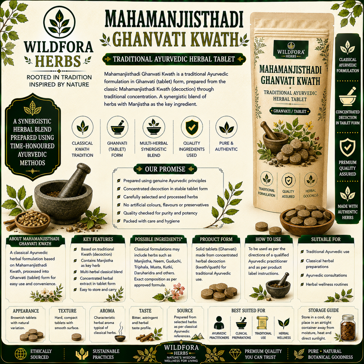 Mahamanjisthadi Ghanvati Kwath Quath Tablet | Herbal Tablet Inspired by the Wild Forest