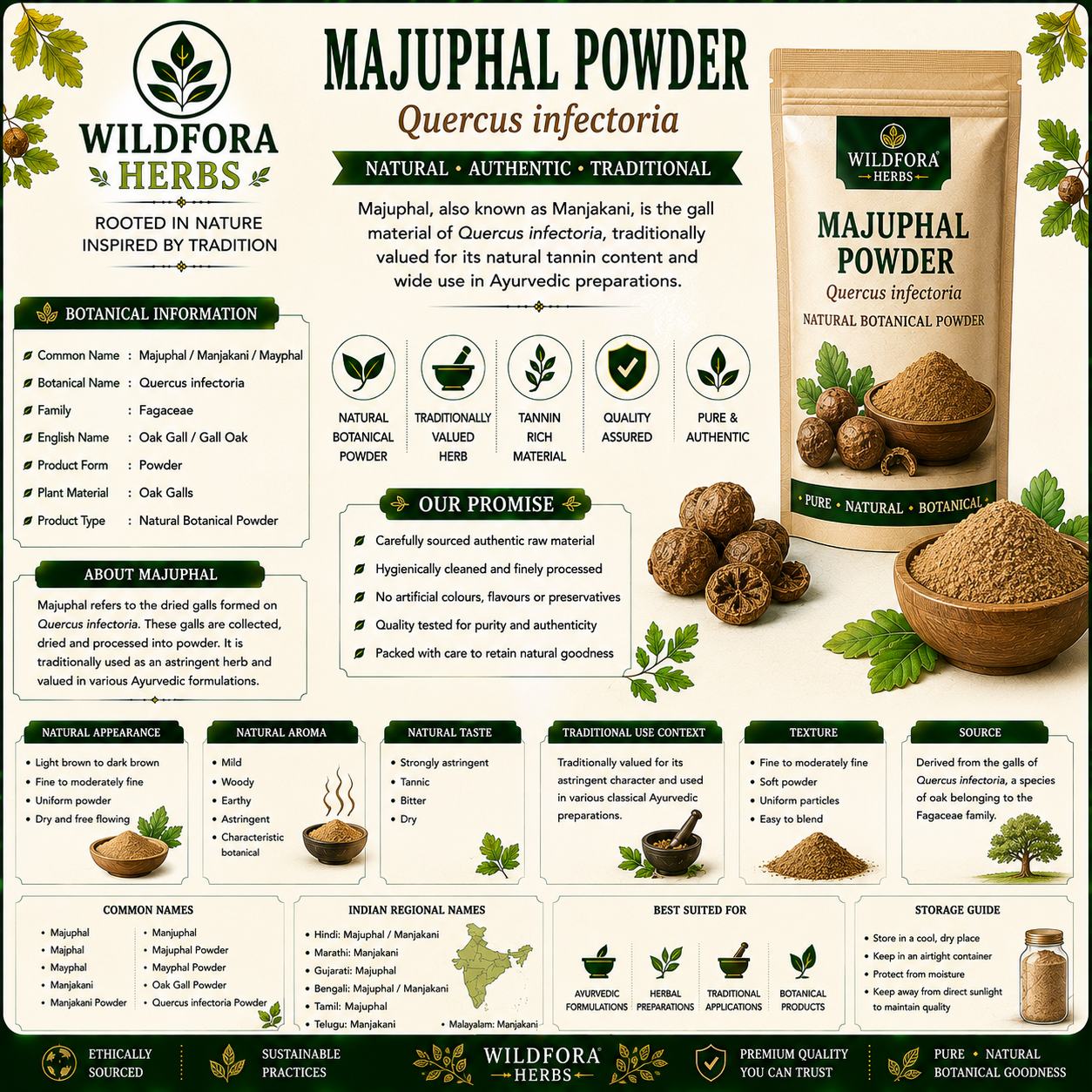 Majuphal Powder Quercus Infectoria | Manjakani Mayphal Powder