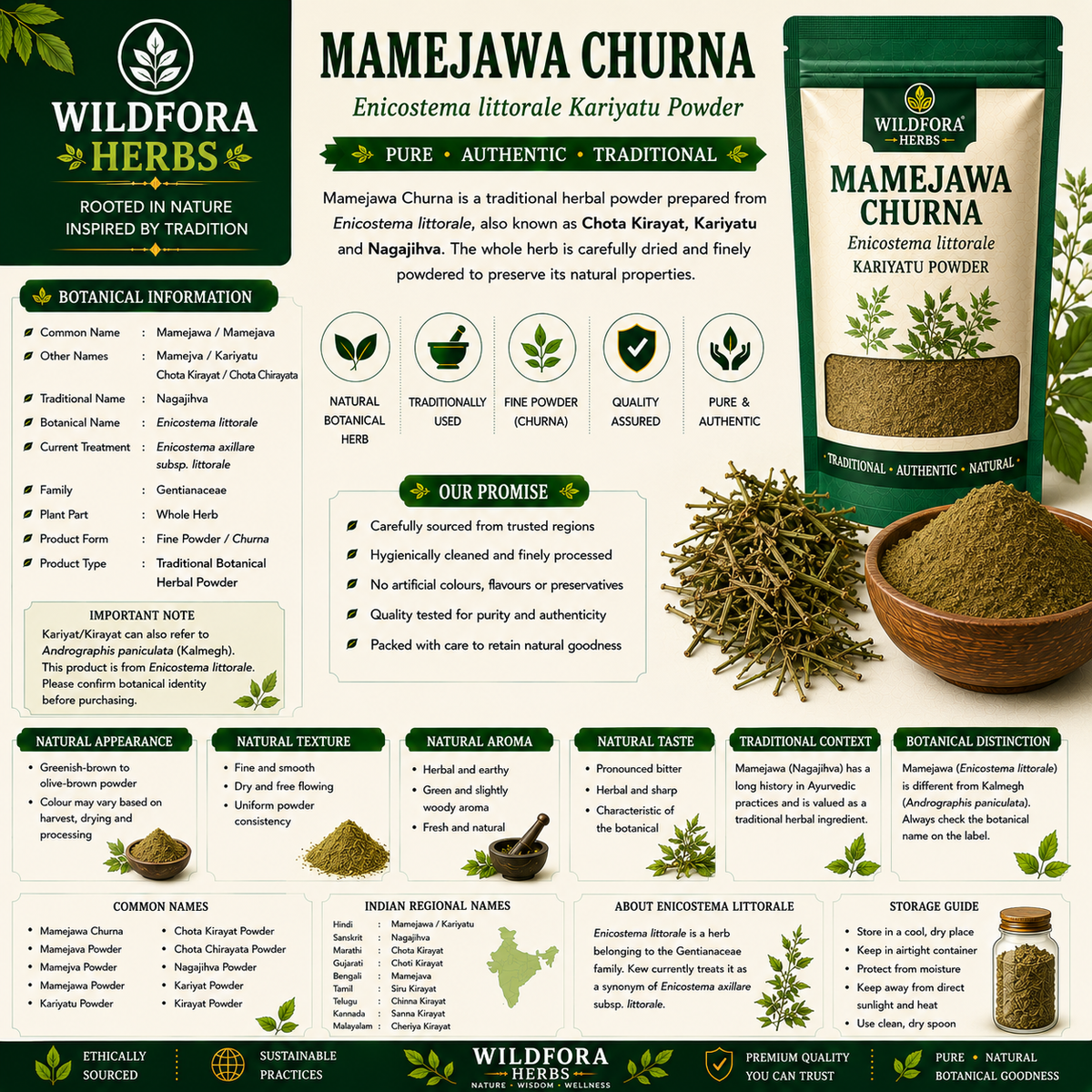 Mamejawa Churna Enicostemma Littorale | Kariyatu Powder