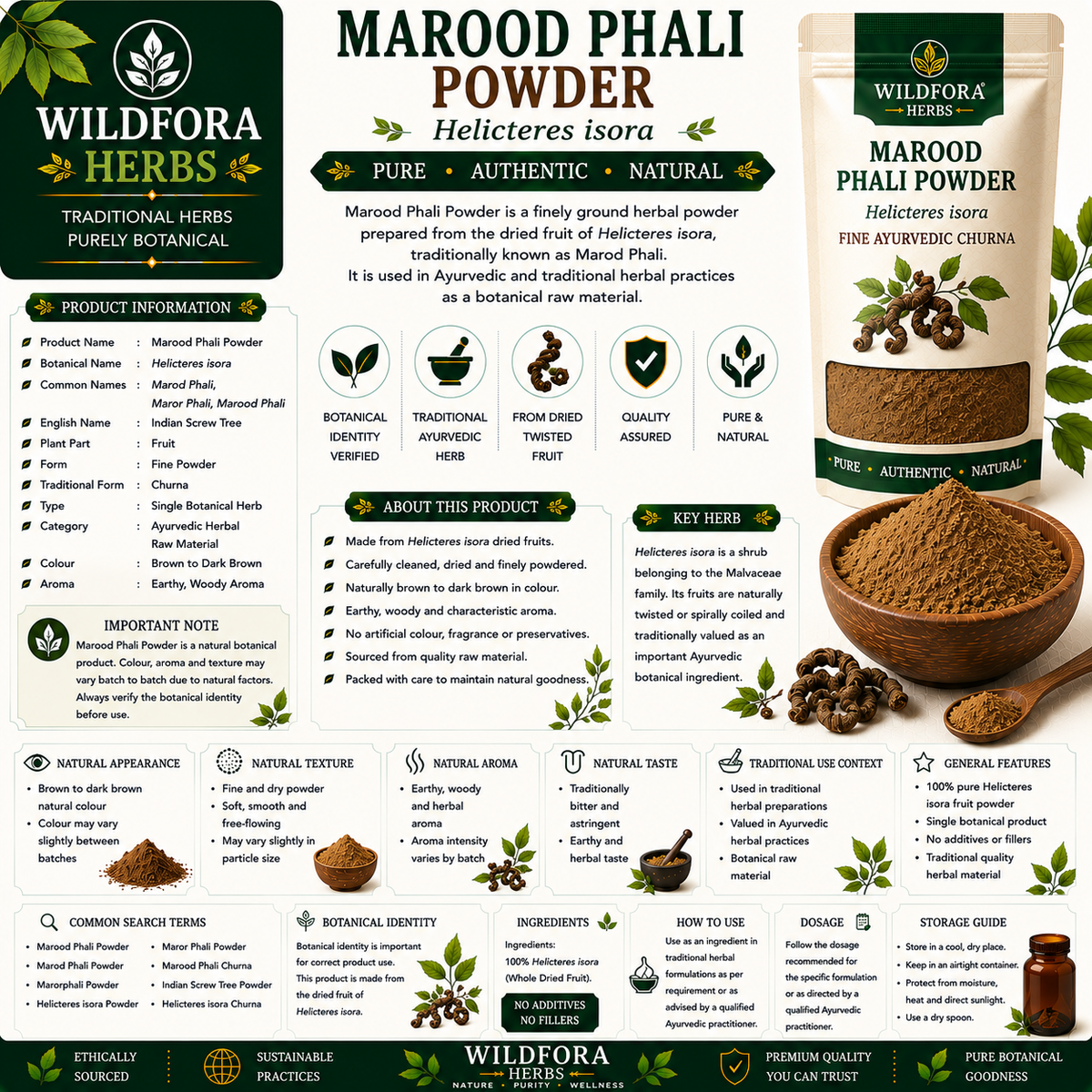 Marood Fali Powder Helicteres Isora | Marod Phali Churna