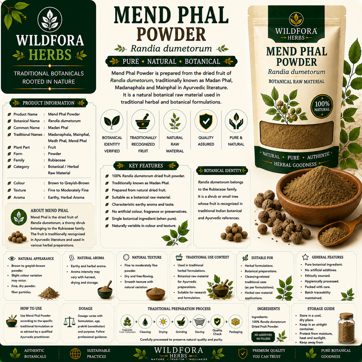 Mend Phal Powder Randia Dumetorum | Madan Phal Powder