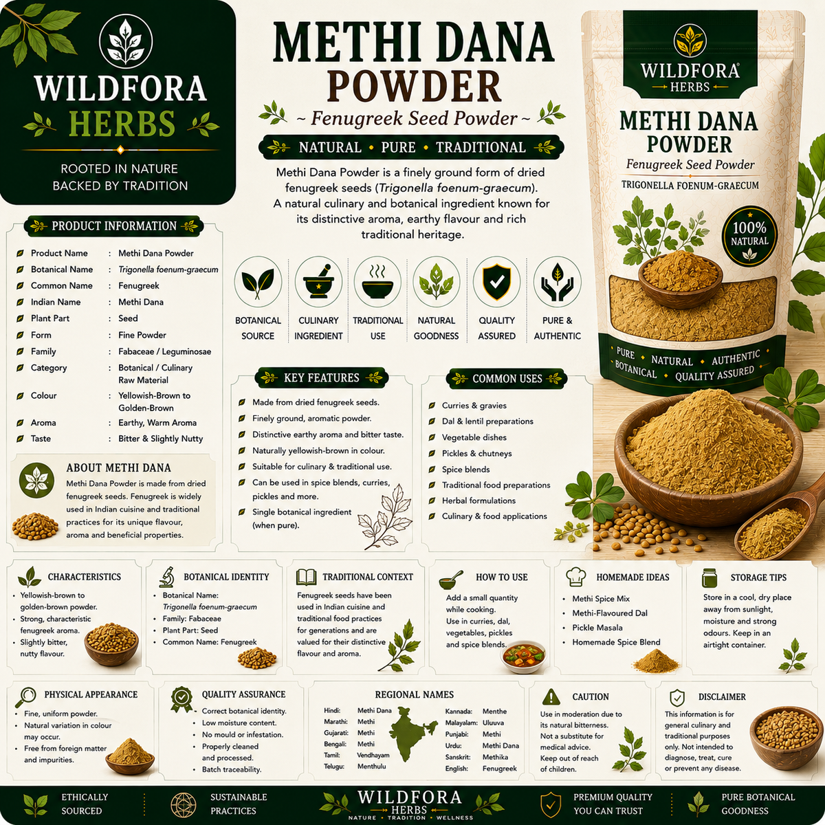 Methi Dana Powder / Fenugreek Seeds Powder / मेथी दाना पाउडर / Trigonella foenum graecum