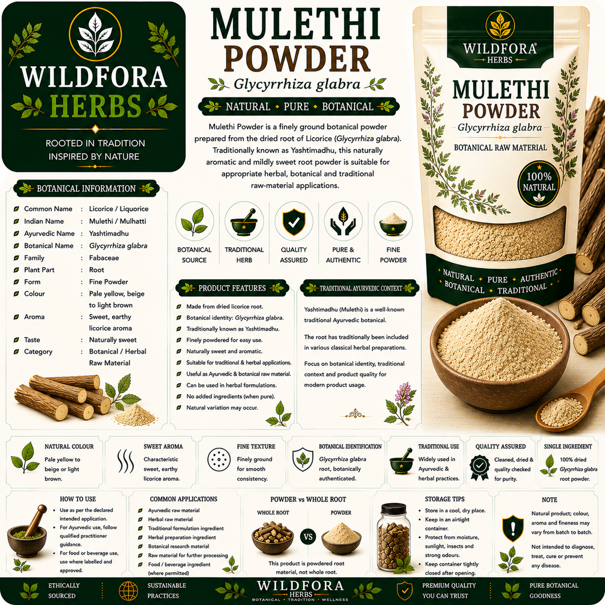 Mulethi Powder Glycyrrhiza Glabra | Licorice Root Powder