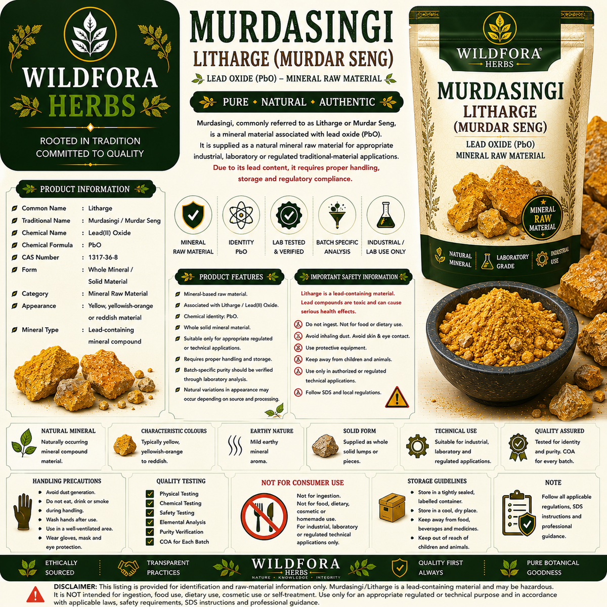 Murdasingi Litharge Natural Mineral Murdar Seng Whole